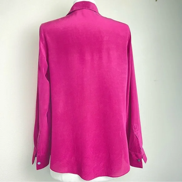 Jonathan Simkhai Silk Shirt | Pink Color Block Button Down Blouse Top | size: XS - Picture 8 of 13